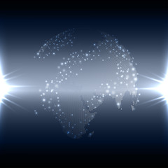 Abstract technology background with world globe, dark design