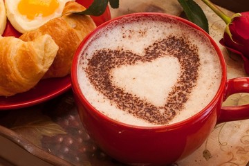 Cappuccino cup with heart design