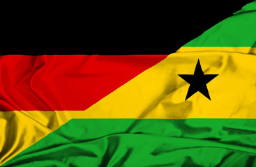 Waving flag of Sao Tome and Principe and Germany
