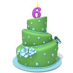 Birthday cake with number six