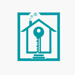 House and key vector logo business illustration