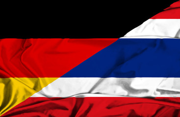 Waving flag of Thailand and Germany