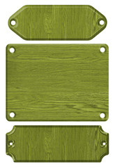 wooden banner isolated on white background set