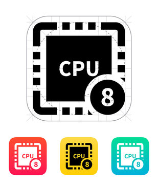 Eight Core CPU icon. Vector illustration.