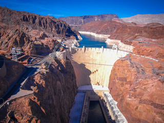 Hoover Dam across the Border of Nevada and Arizona, USA