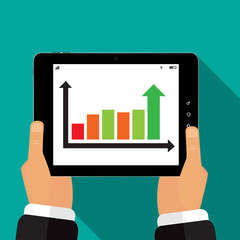 The plate is in the hands of a trader vector illustration