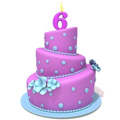 Birthday cake with number six