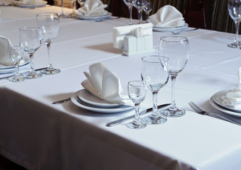 Elegantly decorated table in the restaurant