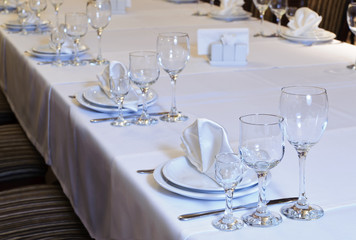 Elegantly decorated table in the restaurant