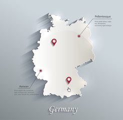 Germany map blue white card paper 3D vector