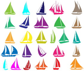 A set of vector silhouettes of yachts