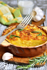Potato slices baked in milk with cheese,garlic and herb.