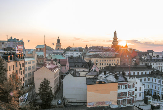 Stockholm Aerial Skyline At Dusk