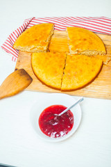 pie on a wooden board