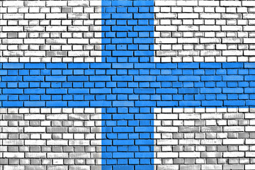 Fototapeta na wymiar flag of Marseille painted on brick wall