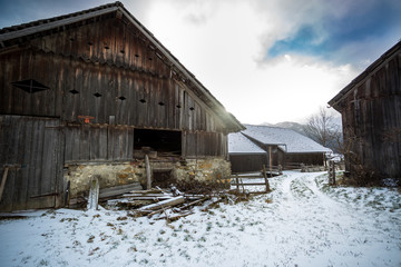 traditional wooden farm in Austrian alps