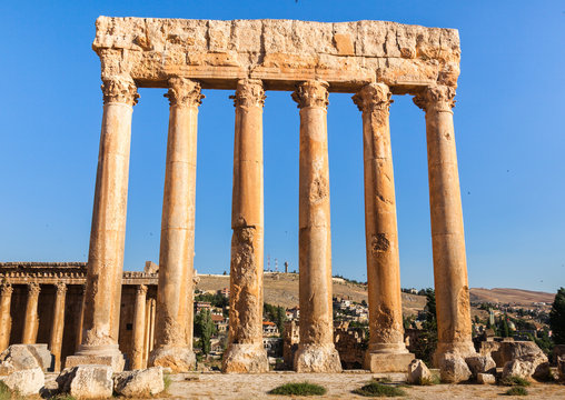 Temple of Jupiter in Baalbek ancient Roman ruins in Lebanon