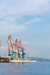 Ships in industrial sea port