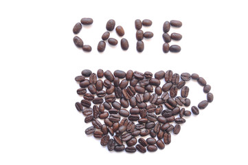 Coffee bean on white background