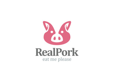 Pig Head Logo design vector. Pork BBQ. Grill Restaurant