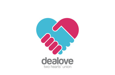 Logo Handshake Heart shape design. Hand Holding
