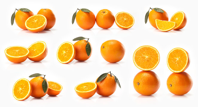 composite of Big oranges fruit  isolated on white background