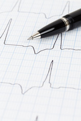 Pen on cardiogram concept for heart diagnostic