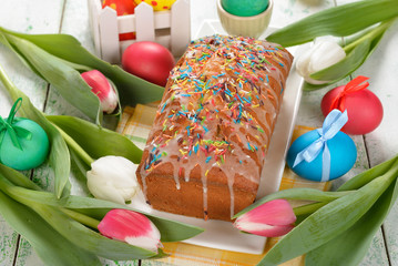 Easter cake and eggs