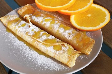 pancakes with oranges
