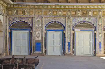 decorative historical doors in Rajasthan fort  palace - 77786209
