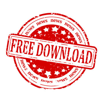 Damaged round red stamp with the word - free download - news