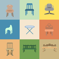 Set of chair vector cartoon