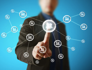 hand pushing on a touch screen interface