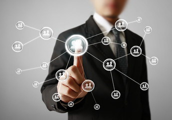 hand pushing on a touch screen interface