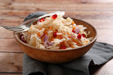 Sauerkraut with onion in bowl