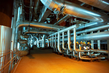 Industrial zone, Steel pipelines, valves and cables