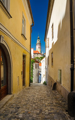 At the old streets of Czech Krumlov, Czech Republic