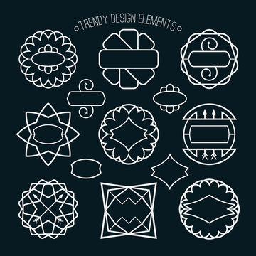 Set of outline emblems and badges