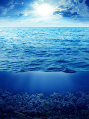 cloudy blue sky leaving for horizon above