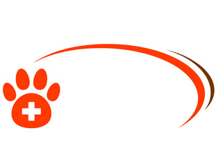background with paw and veterinarian cross