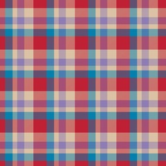Red, blue, beige seamless tartan cloth pattern