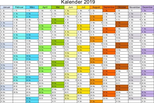 Jahreskalender 2019