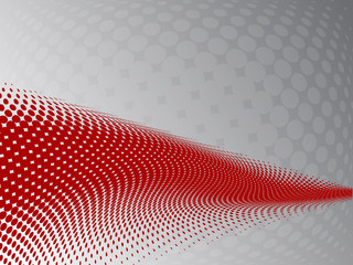 Abstract halftone background with red wave