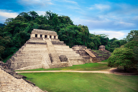 "Temple of the Inscriptions" in Palenque, Maya city in Chiapas,