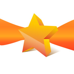 Vector orange star with ribbon on background