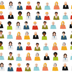 crowd of color flat people seamless pattern
