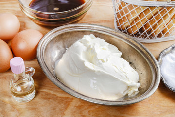 Ingredients for tiramisu cake