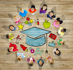 Multiethnic Group of Children with Education Concept