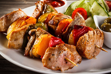 Grilled meat and vegetables