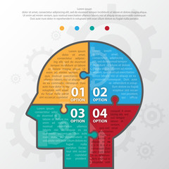 Step design of four part human idea infographic element.Vector/E
